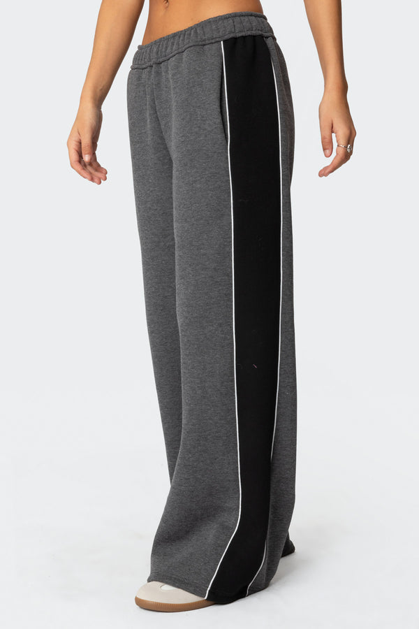 Edikted Contrast Panel Sweatpants Dark Gray
