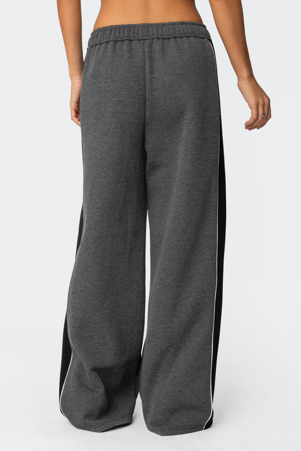 Edikted Contrast Panel Sweatpants Dark Gray
