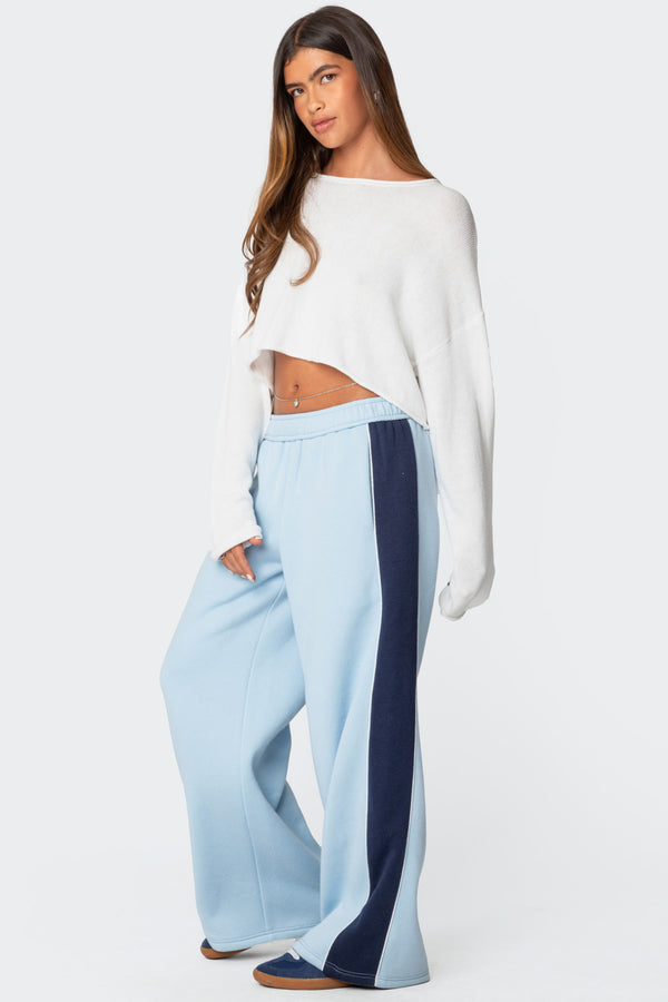 Edikted Contrast Panel Sweatpants Light Blue