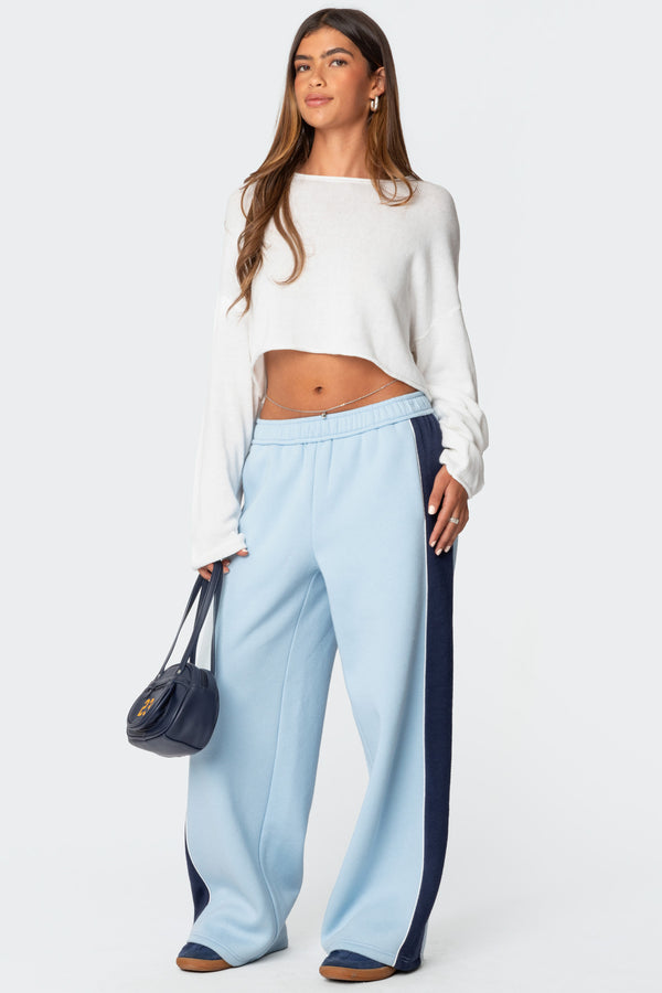 edikted Contrast Panel Sweatpants light blue