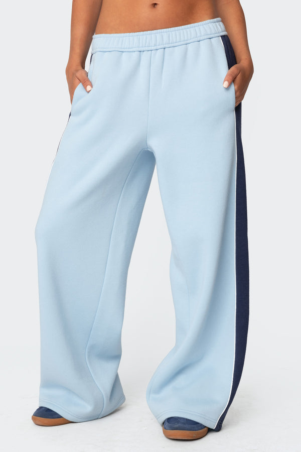 Edikted Contrast Panel Sweatpants Light Blue