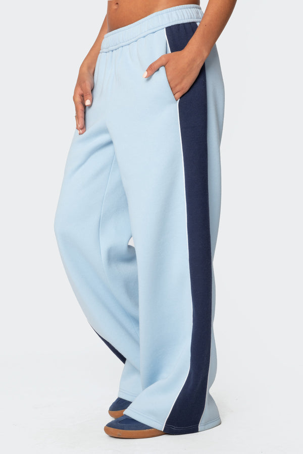 Edikted Contrast Panel Sweatpants Light Blue