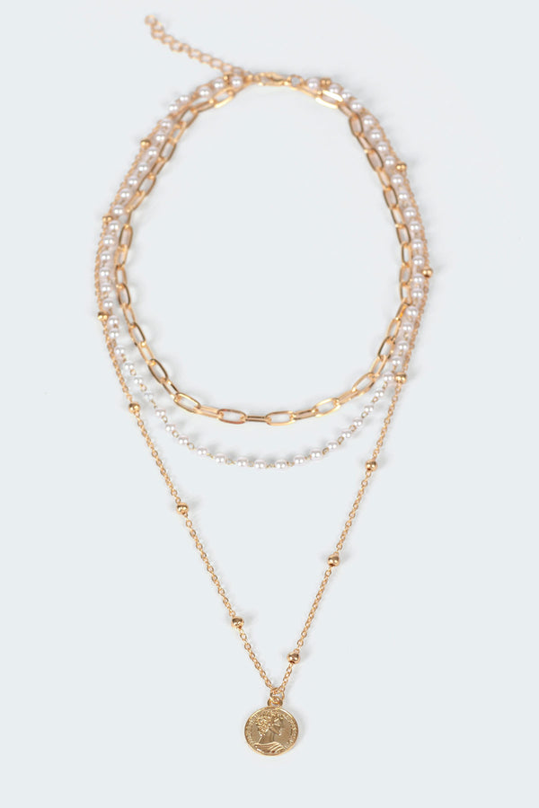 Edikted Cool Girl Layered Necklace Gold