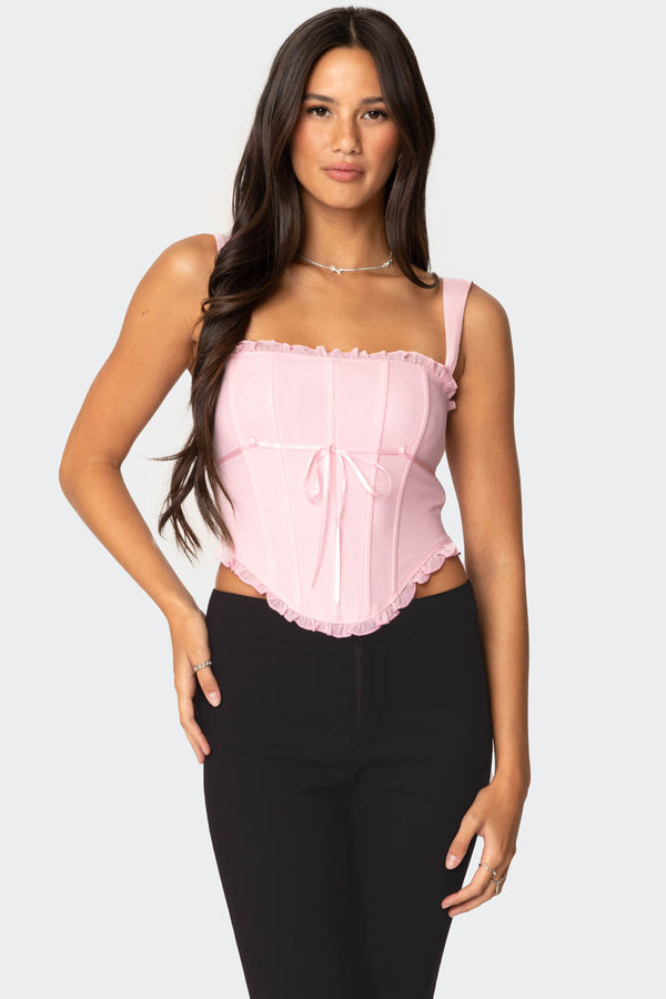 edikted Coquette Mesh Corset pink