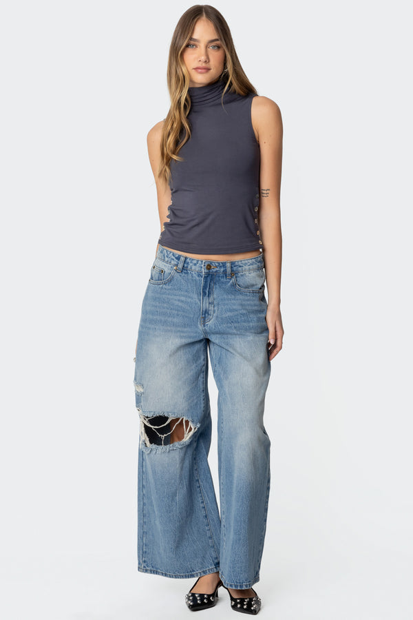 Edikted Coral Turtle Neck Top Gray