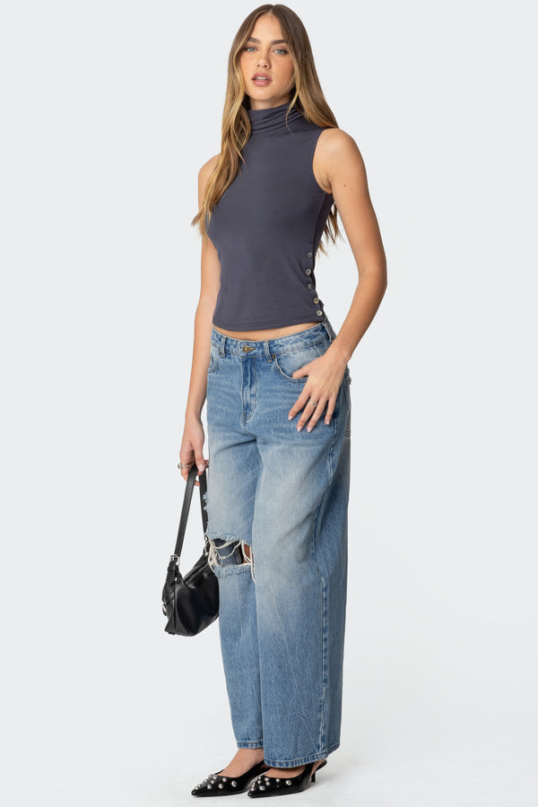 Edikted Coral Turtle Neck Top Gray