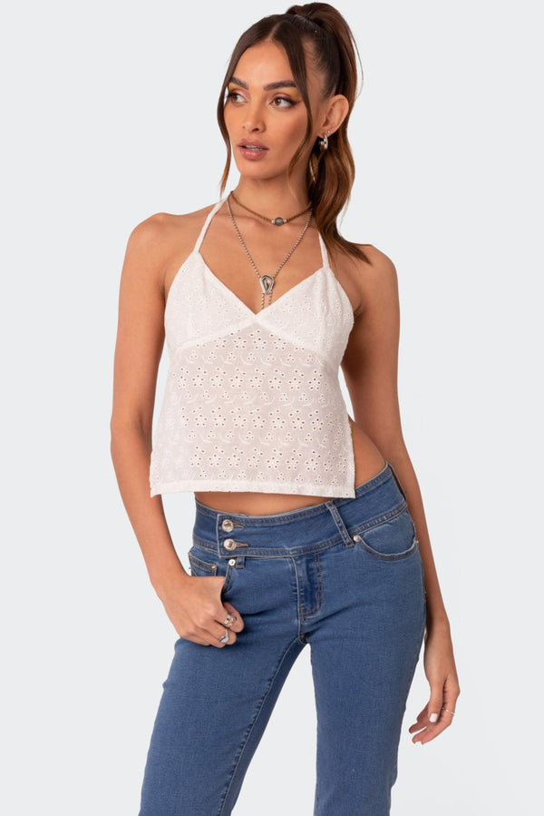 edikted Courtney Lacey Open Back Top white