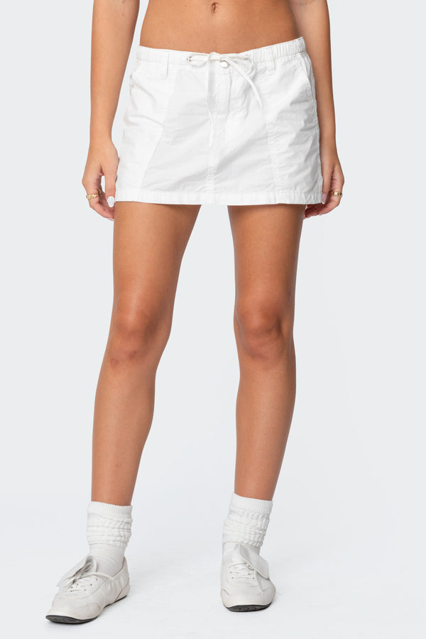 Edikted Crinkle Cargo Mini Skirt White