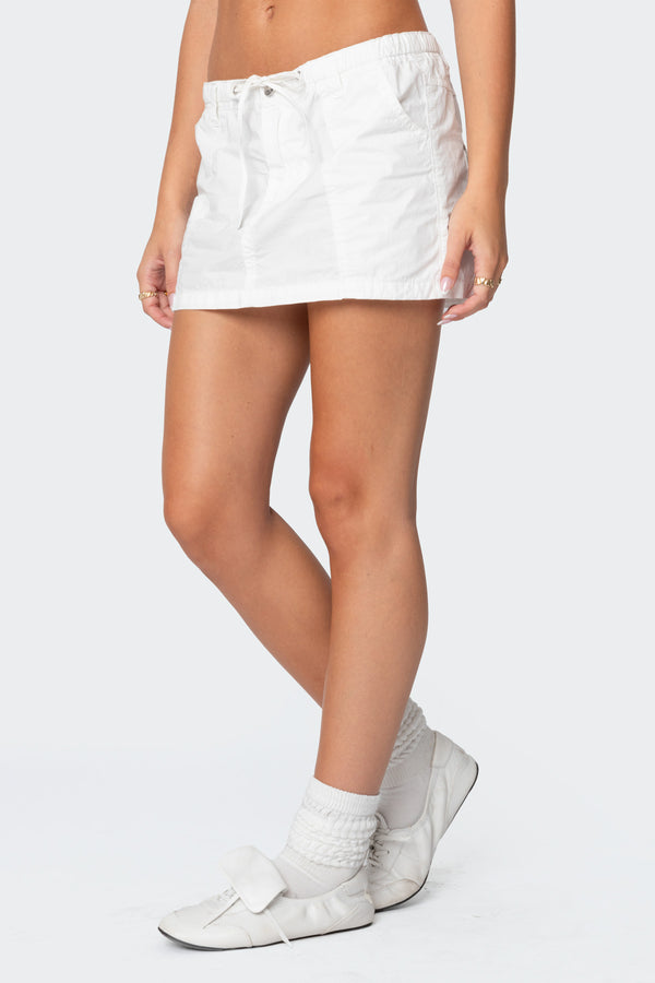 Edikted Crinkle Cargo Mini Skirt White