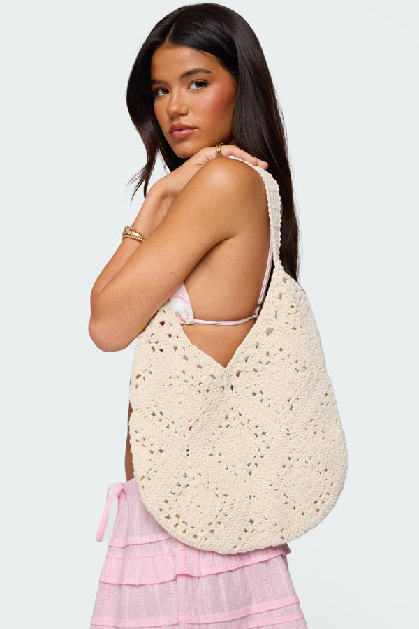 edikted Crochet Shoulder Bag ivory