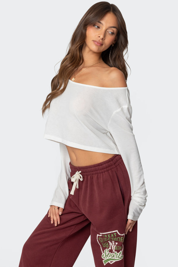 Edikted Cropped Off Shoulder Top White