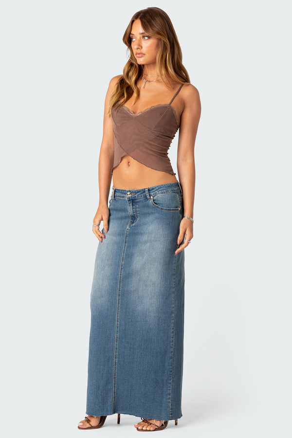 Edikted Crossover Mesh Tank Top Brown