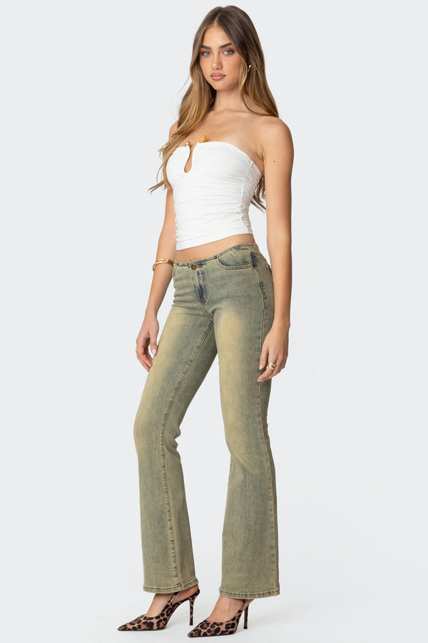 Edikted Curved U Strapless Top White