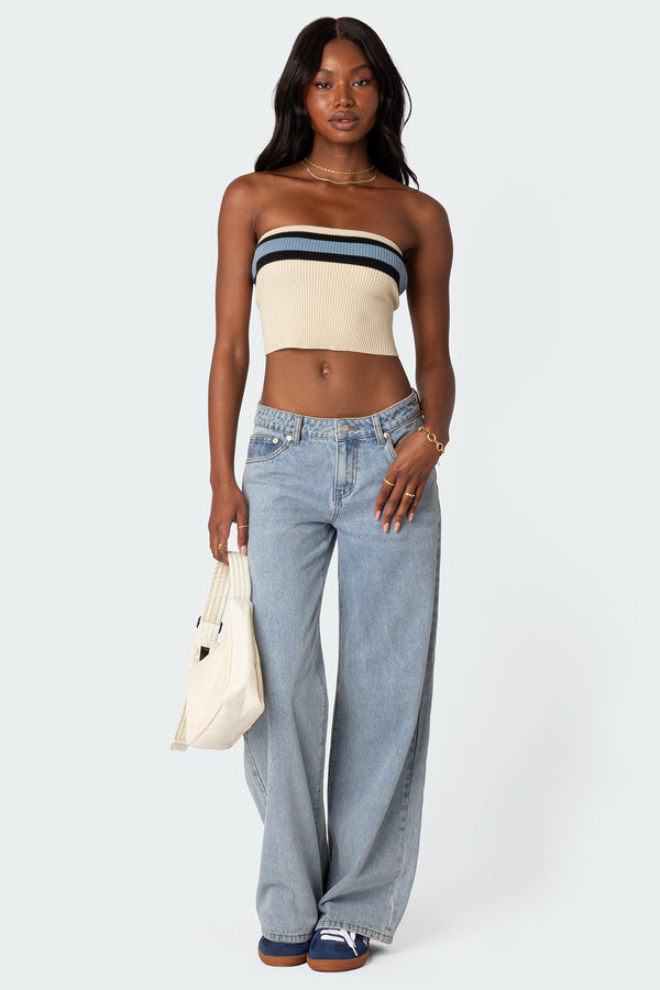 Edikted Cyprus Knit Tube Top Beige