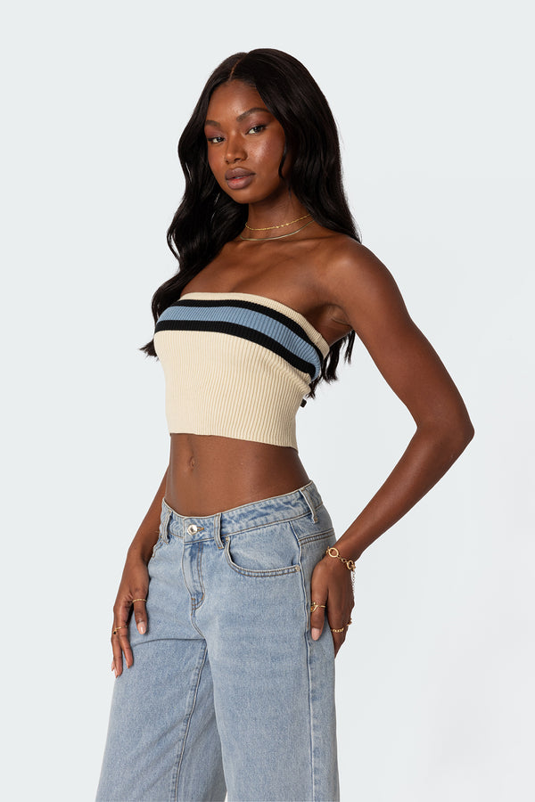 Edikted Cyprus Knit Tube Top Beige