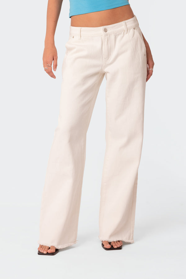 Edikted Dahlia Low Rise Straight Leg Jeans White