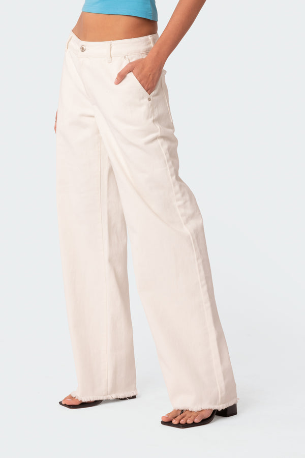 Edikted Dahlia Low Rise Straight Leg Jeans White