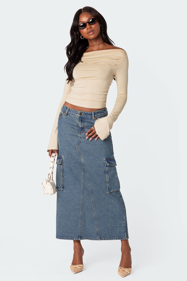 Edikted Dana Gathered Top Cream