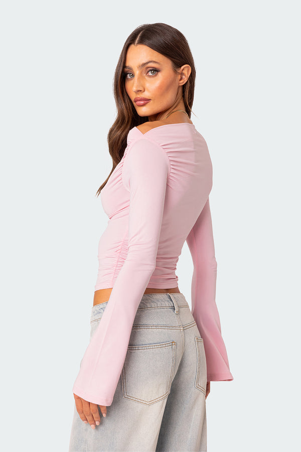 Edikted Dana Gathered Top Light Pink