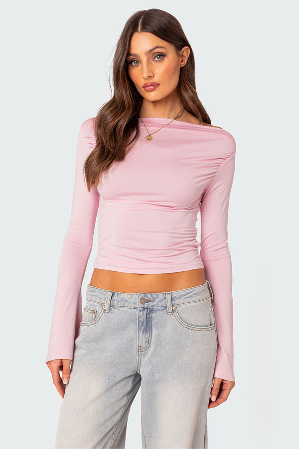 edikted Dana Gathered Top light pink