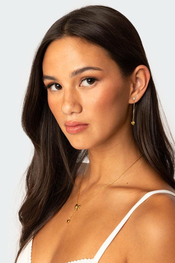 edikted Dangley Heart Earrings gold