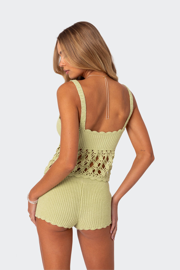 Edikted Danika Crochet Top Sage