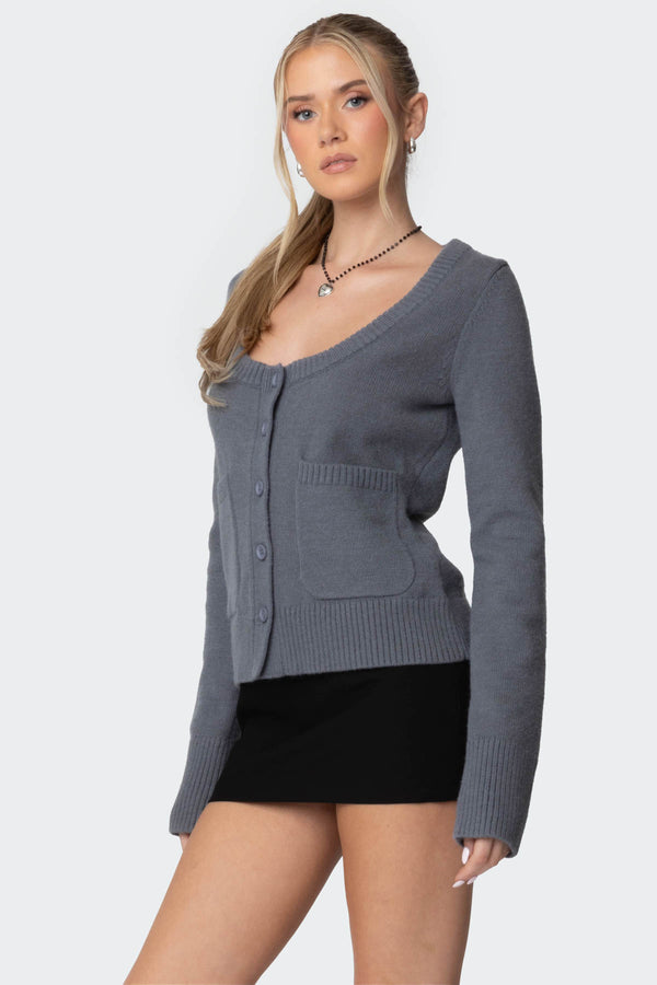 Edikted Daphnee Knit Cardigan Gray