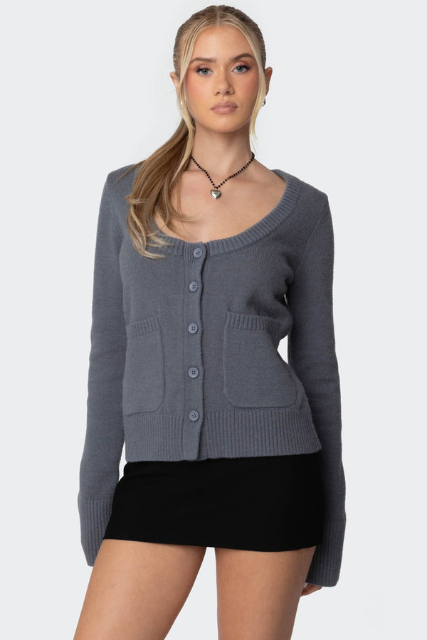 edikted Daphnee Knit Cardigan gray