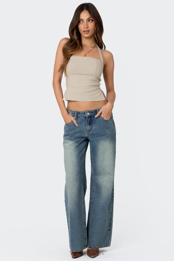 Edikted Dara Halter Top Beige