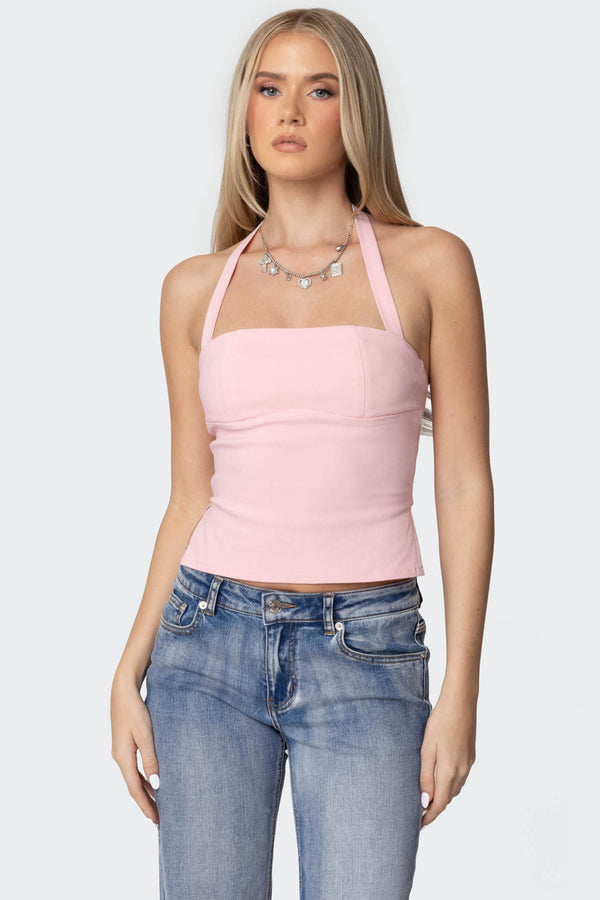 edikted Dara Halter Top pink