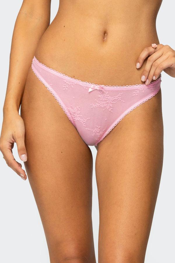 Edikted Darcie Sheer Lace Thong Light Pink