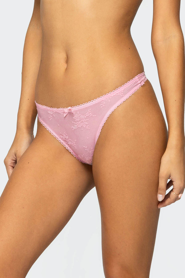 Edikted Darcie Sheer Lace Thong Light Pink