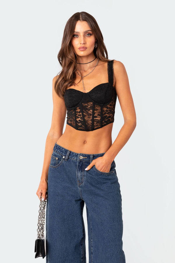 Edikted Davina Lace Corset Black