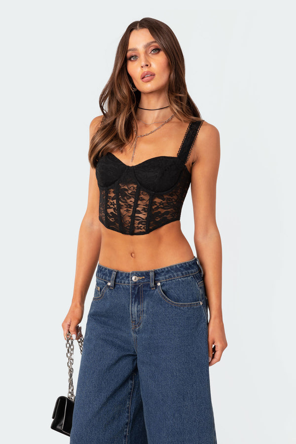 Edikted Davina Lace Corset Black