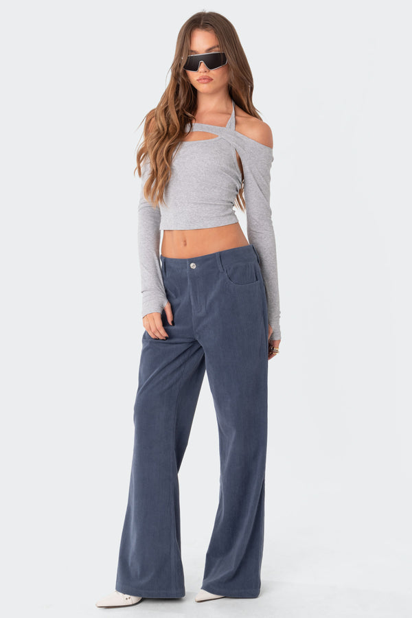 Edikted Dawn Corduroy Pants Blue