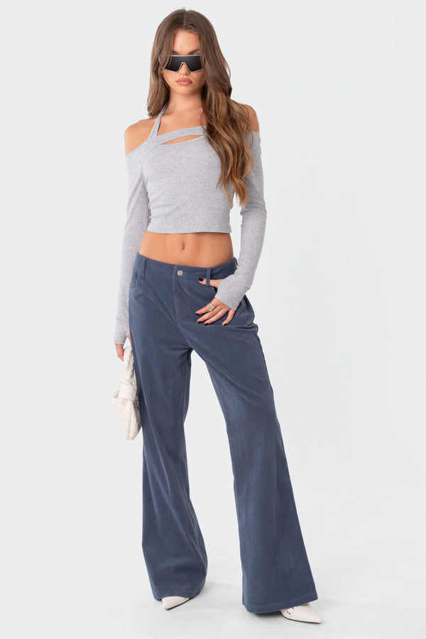 Edikted Dawn Corduroy Pants Blue