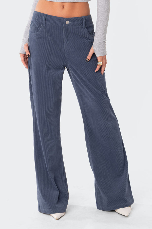 edikted Dawn Corduroy Pants blue