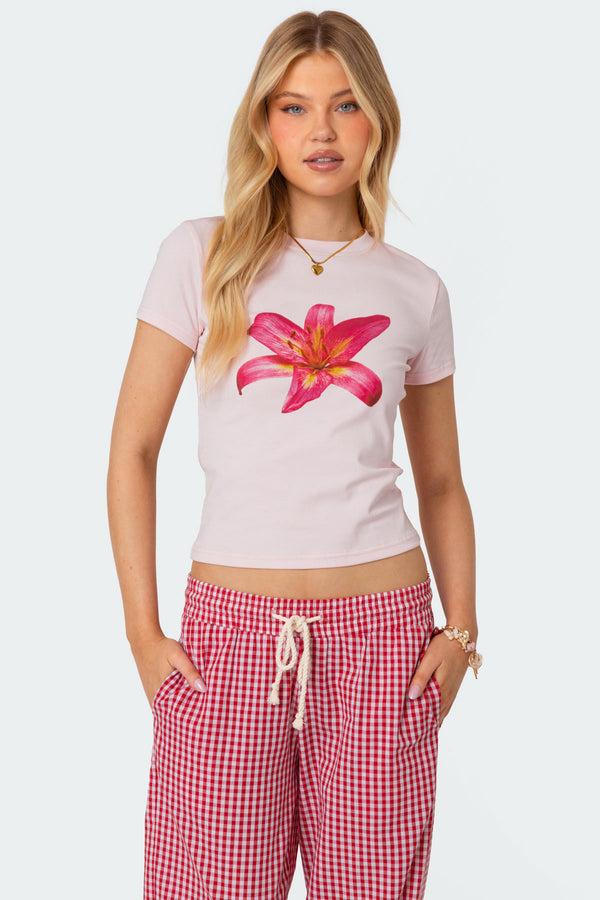 edikted Daylily T Shirt light pink