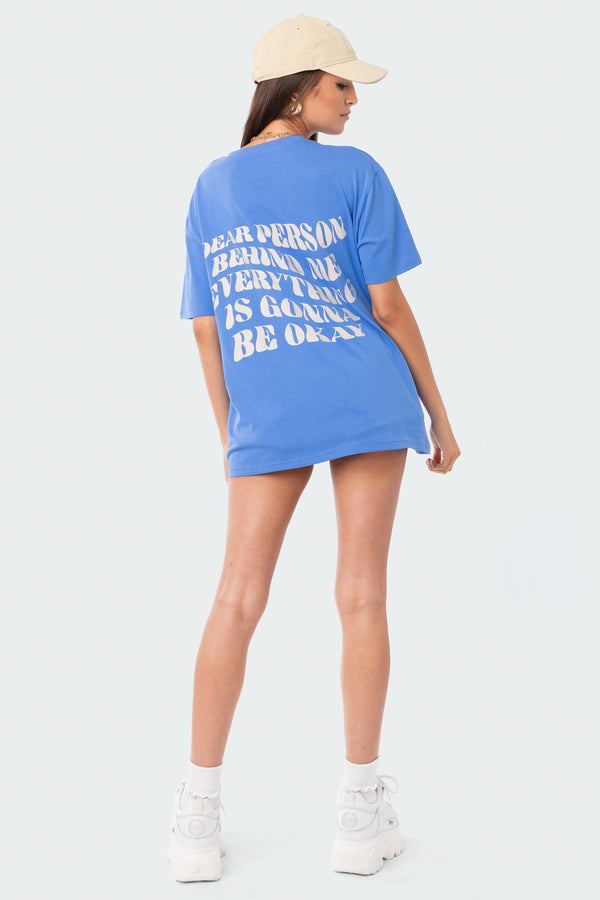 edikted Dear Person Oversized T-Shirt blue