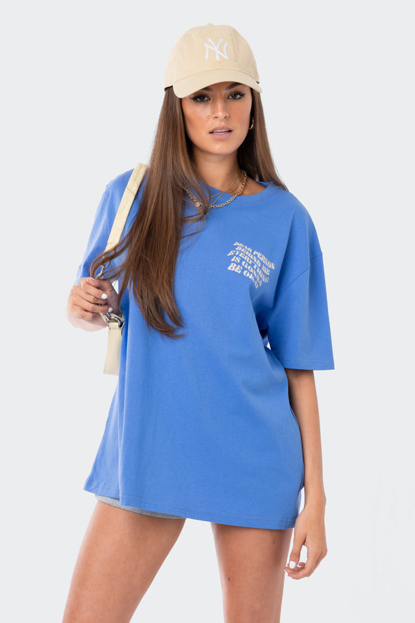 Edikted Dear Person Oversized T-Shirt Blue