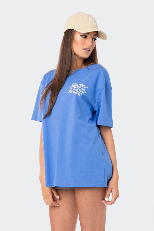 Edikted Dear Person Oversized T-Shirt Blue