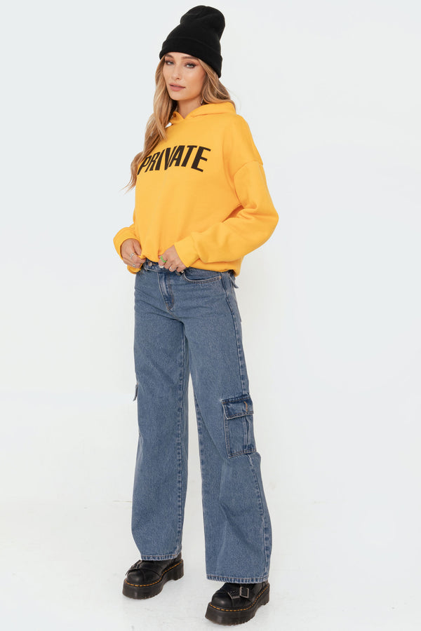 Edikted Deliah Low-Rise Cargo Jeans Blue