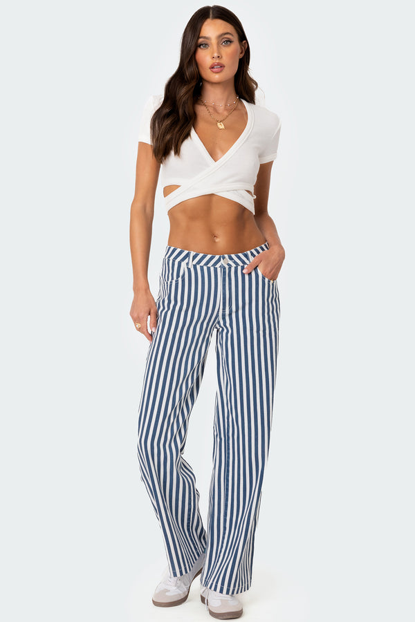 Edikted Dez Crisscross Waffle Top White