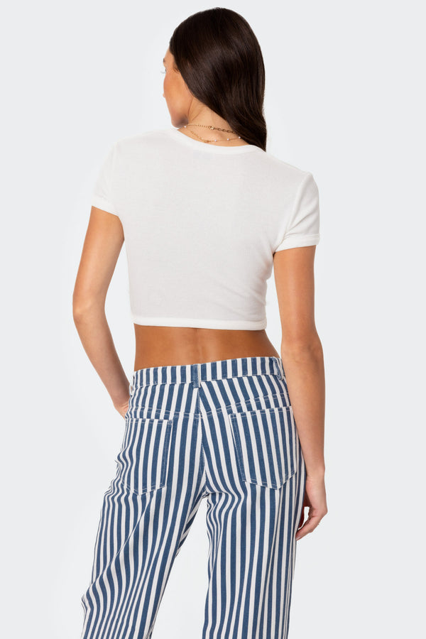 Edikted Dez Crisscross Waffle Top White