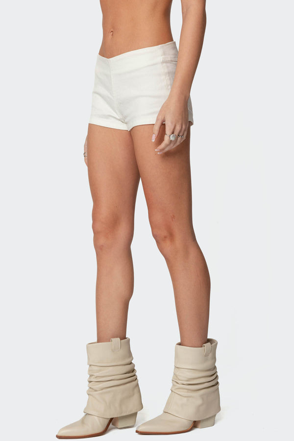 Edikted Dinah Denim Micro Shorts White