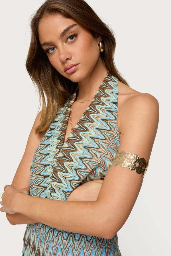 edikted Disco Multi Circle Arm Cuff gold