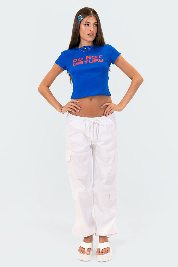 Edikted Do Not Disturb T-Shirt Blue