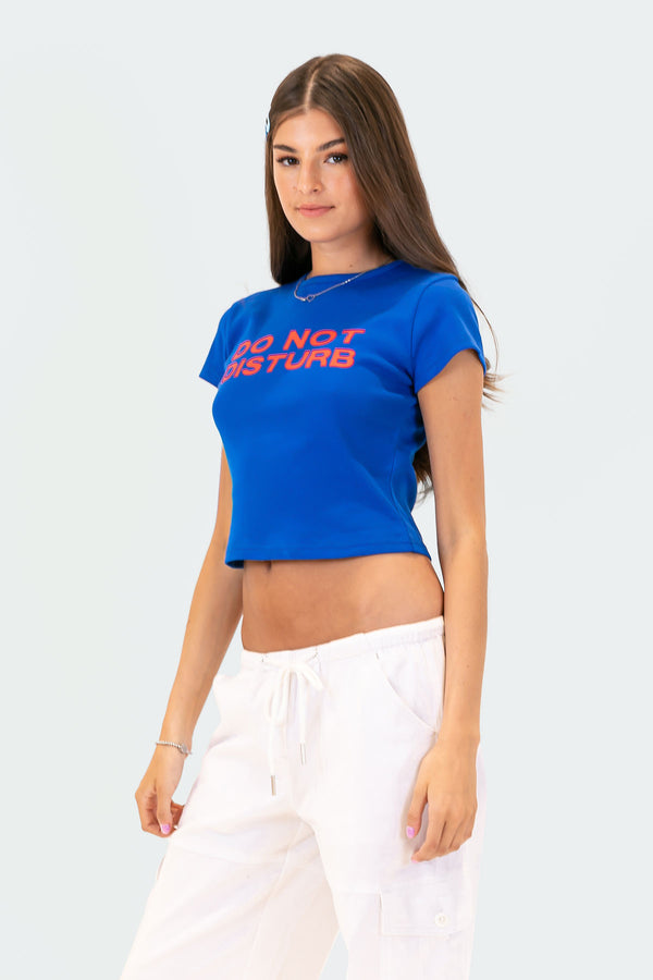 Edikted Do Not Disturb T-Shirt Blue
