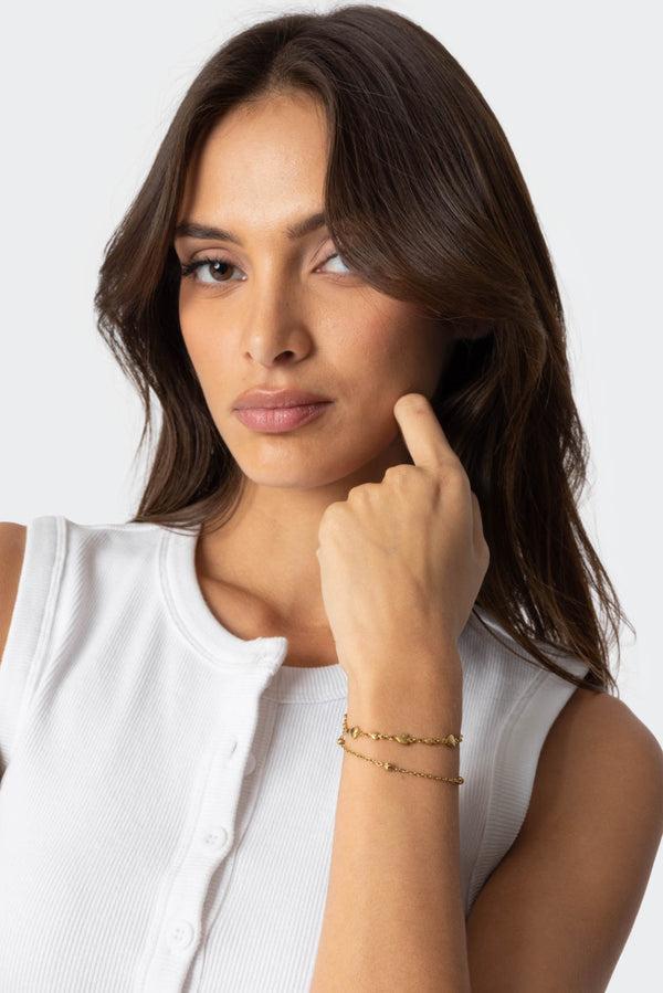 Edikted Double Chain Heart Bracelet Gold