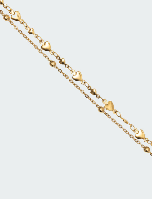Edikted Double Chain Heart Bracelet Gold